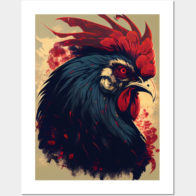 Chinese Zodiac Year Of The Rooster Retro Wall Art by mcmtshirts